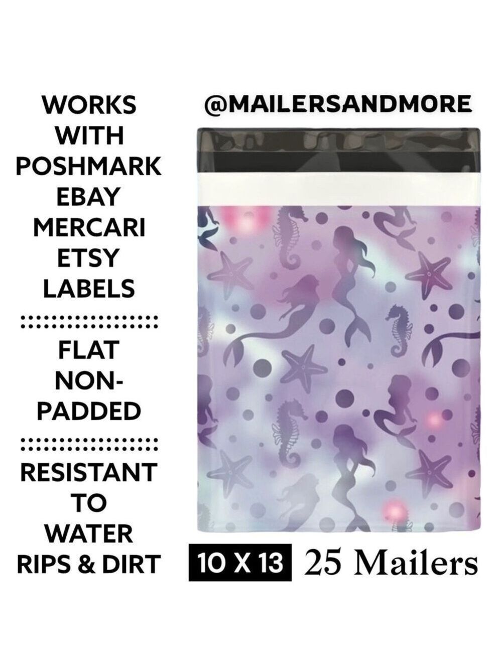 25 10X13 Poly Mailers, Mermaid, Shipping Envelopes, PRICE IS FIRM - Picture 3 of 7
